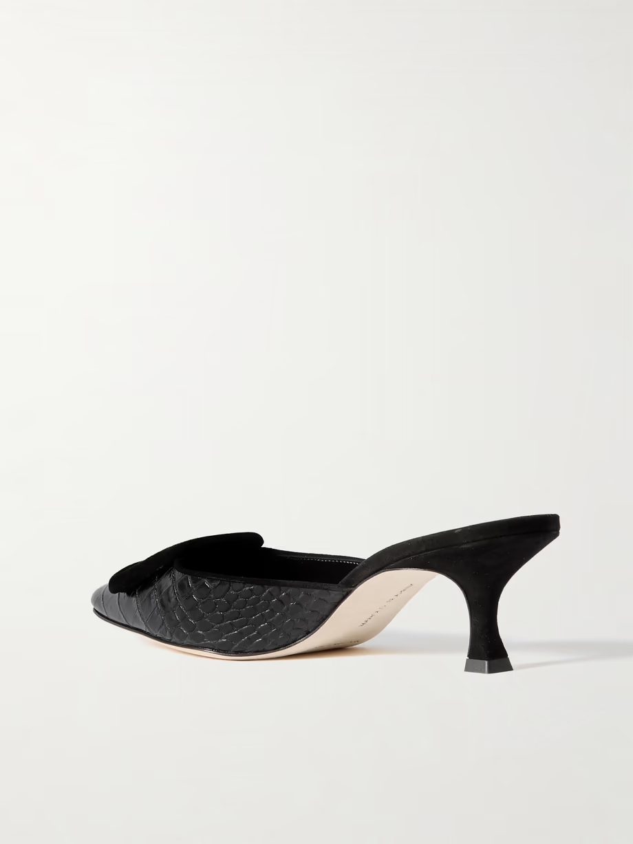 Maysalebi 50 suede-trimmed croc-effect leather mules Maysalebi 50 suede-trimmed croc-effect leather mules