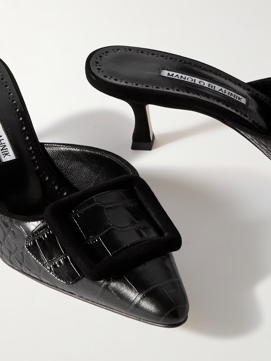 Maysalebi 50 suede-trimmed croc-effect leather mules Maysalebi 50 suede-trimmed croc-effect leather mules