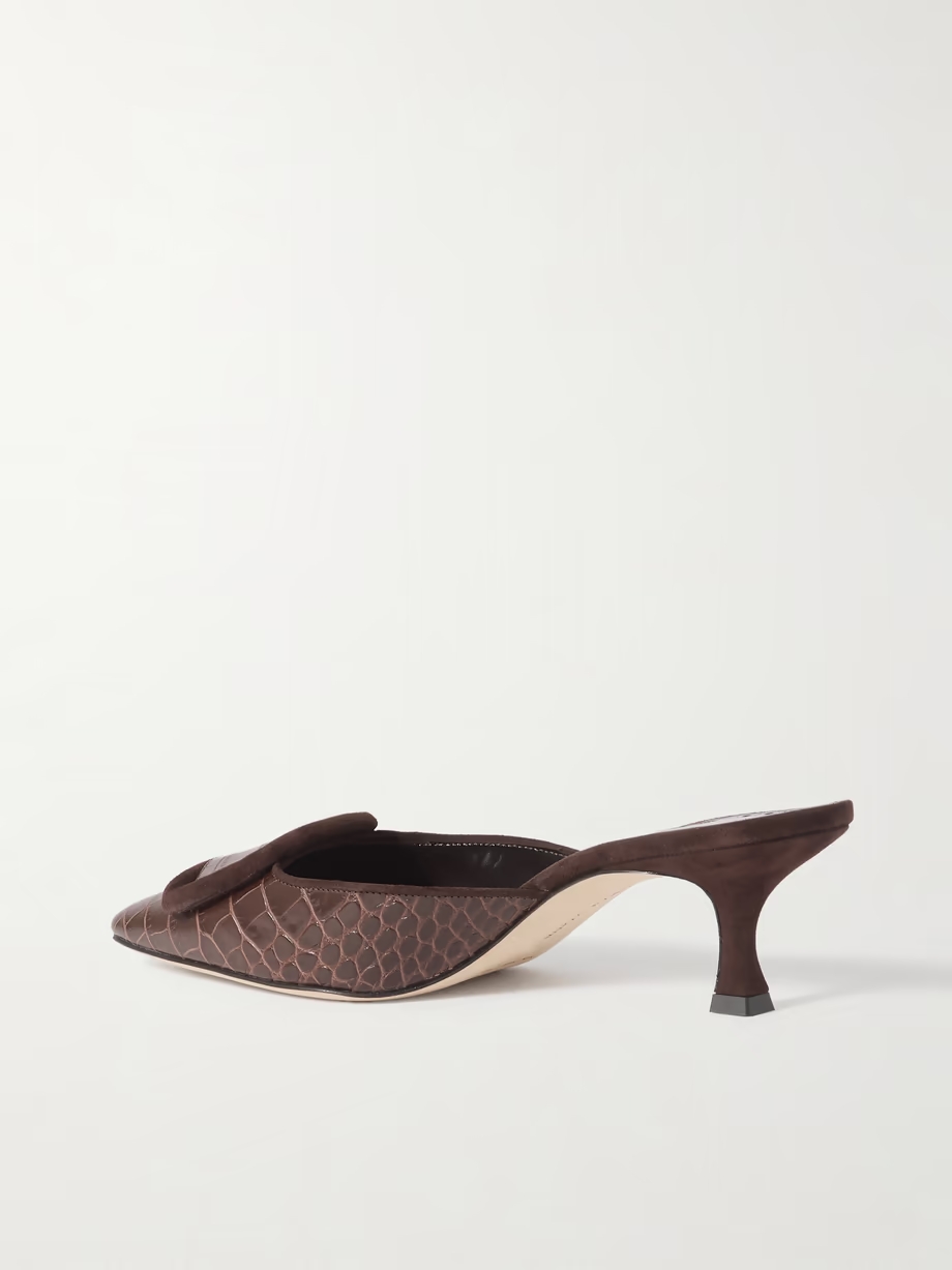 Maysalebi 50 suede-trimmed croc-effect leather mules Maysalebi 50 suede-trimmed croc-effect leather mules