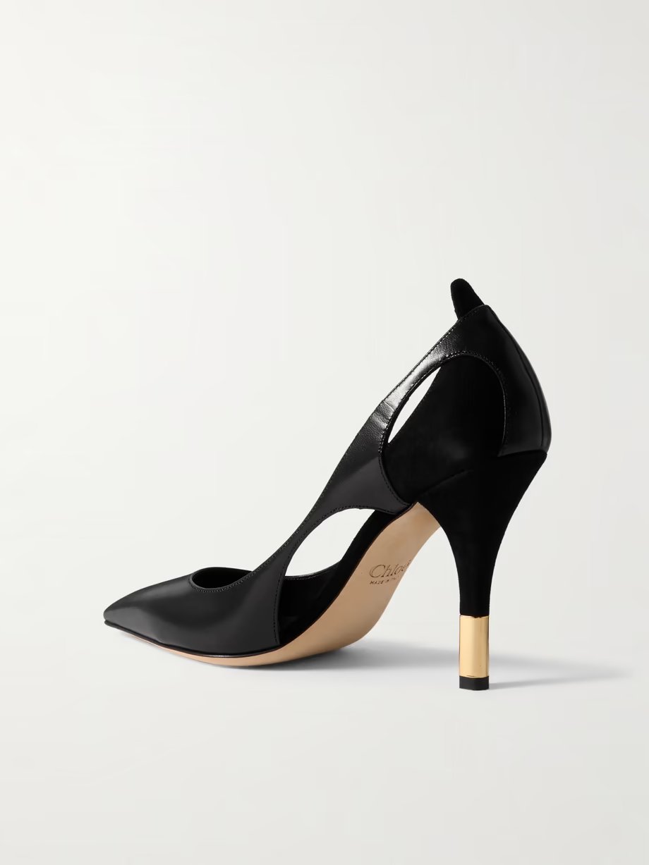 Saada cutout suede-trimmed leather pumps Saada cutout suede-trimmed leather pumps