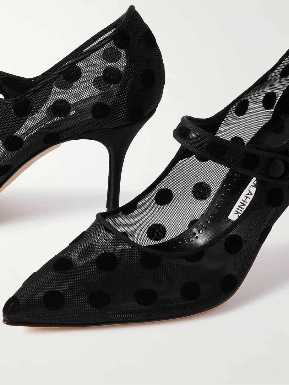 Campari 70 grosgrain-trimmed flocked mesh Mary Jane pumps Campari 70 grosgrain-trimmed flocked mesh Mary Jane pumps