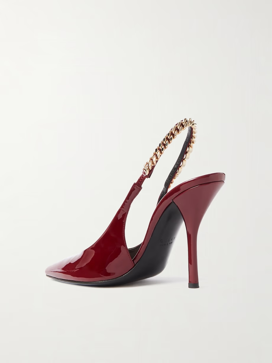 Signoria embellished patent-leather slingback pumps Signoria embellished patent-leather slingback pumps