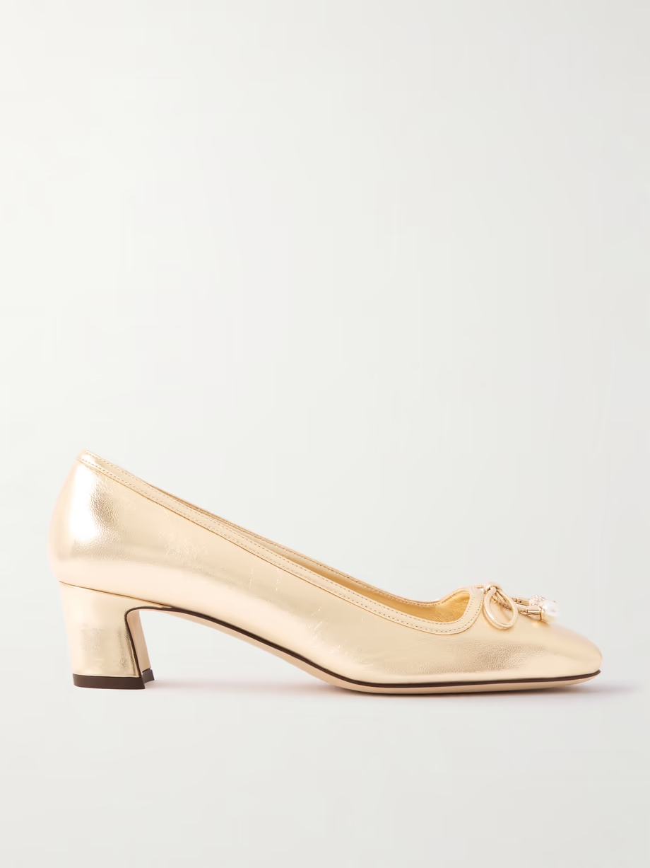 Elme 45 embellished metallic leather pumps Elme 45 embellished metallic leather pumps