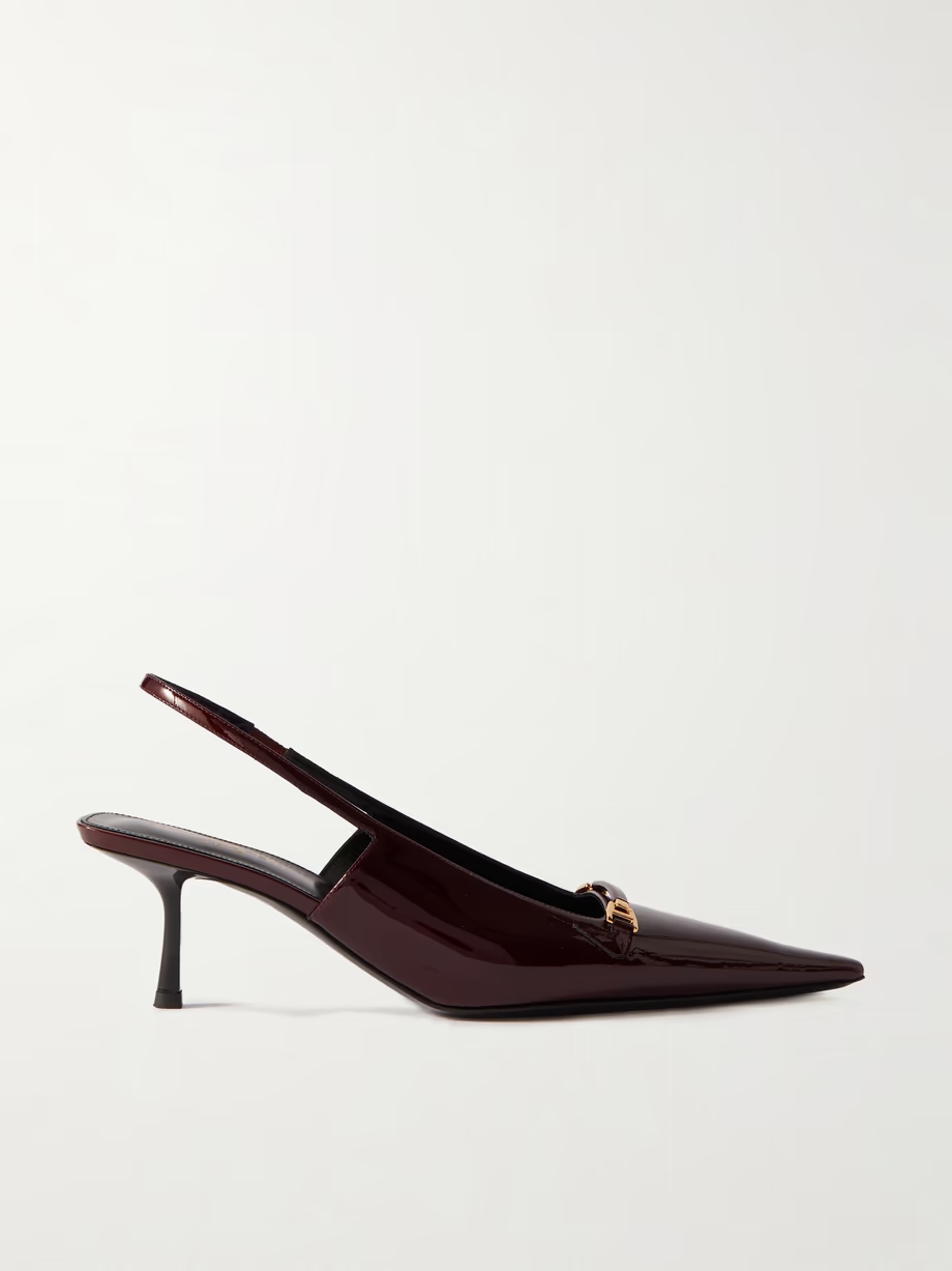 Carine embellished patent-leather slingback pumps Carine embellished patent-leather slingback pumps