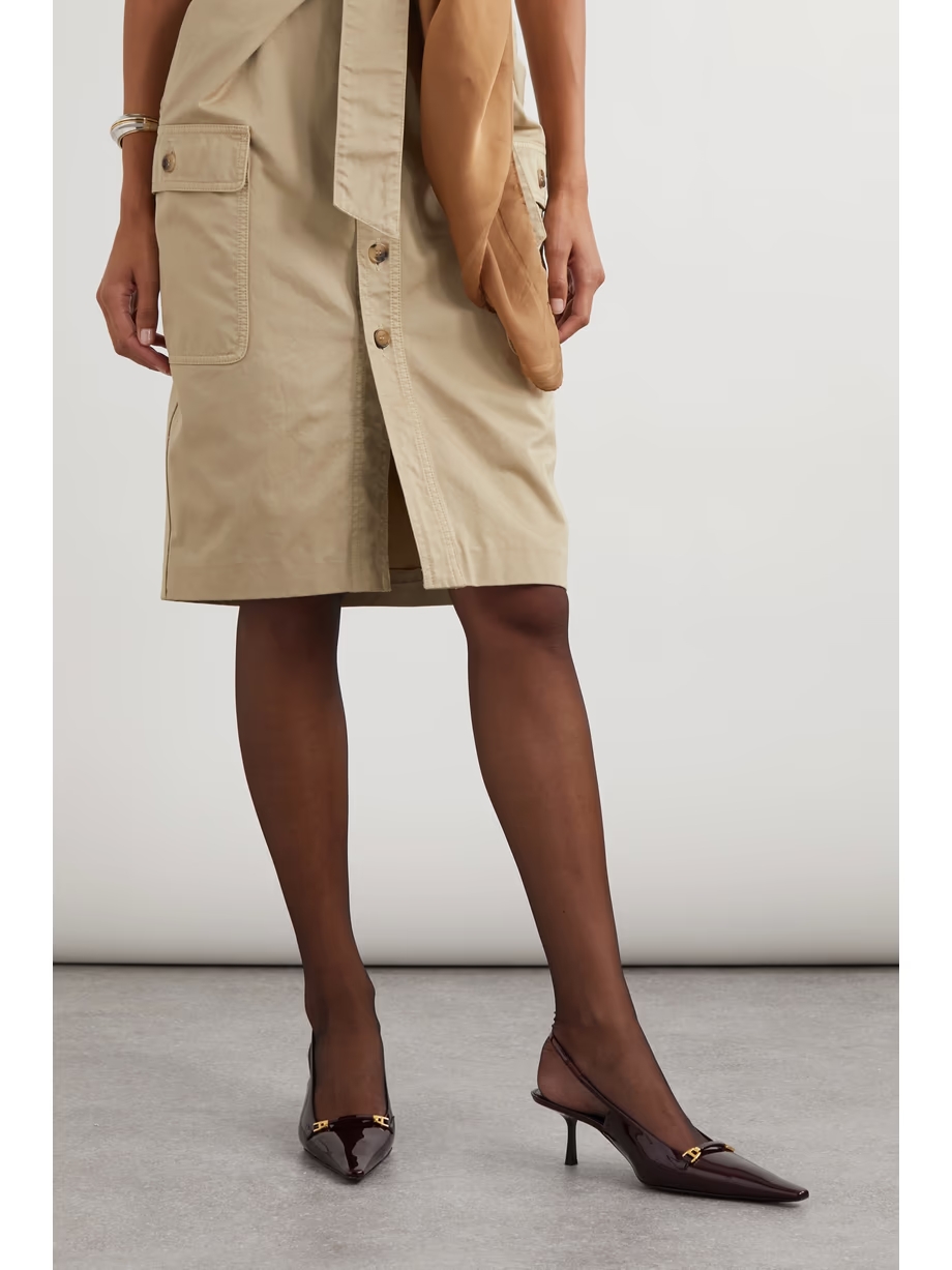 Carine embellished patent-leather slingback pumps Carine embellished patent-leather slingback pumps