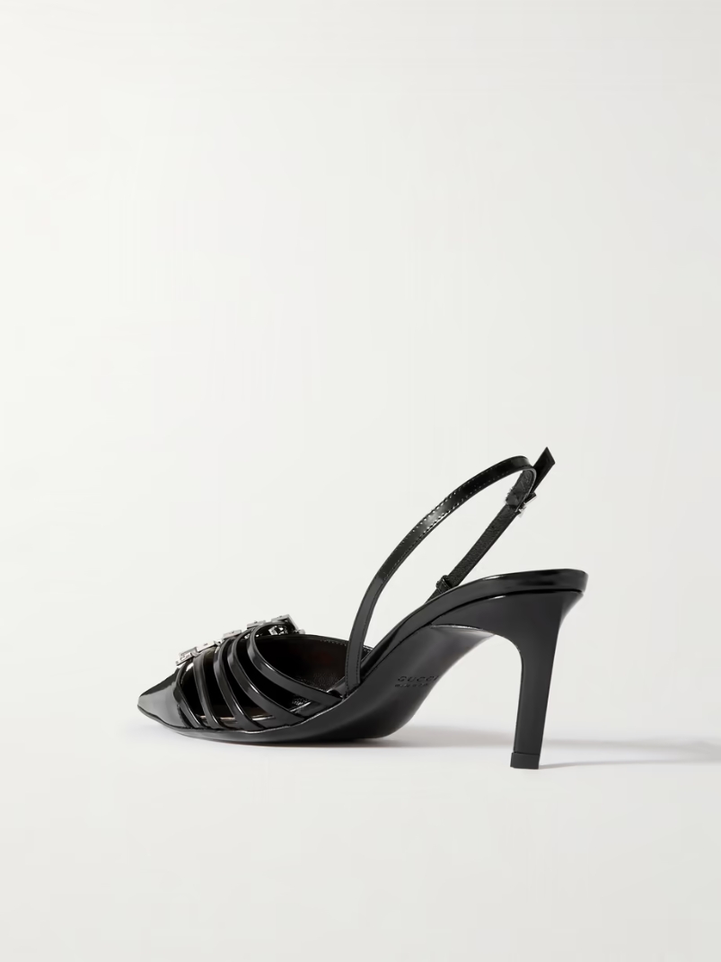 Seraphine buckled patent-leather slingback pumps Seraphine buckled patent-leather slingback pumps