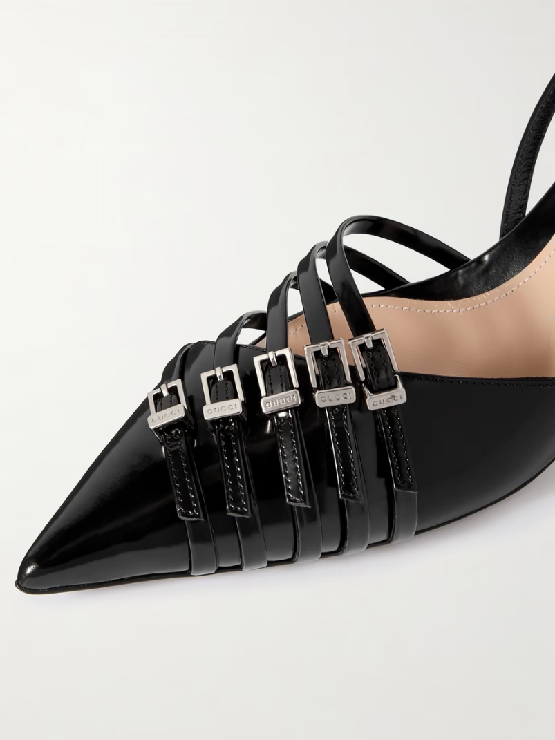 Seraphine buckled patent-leather slingback pumps Seraphine buckled patent-leather slingback pumps