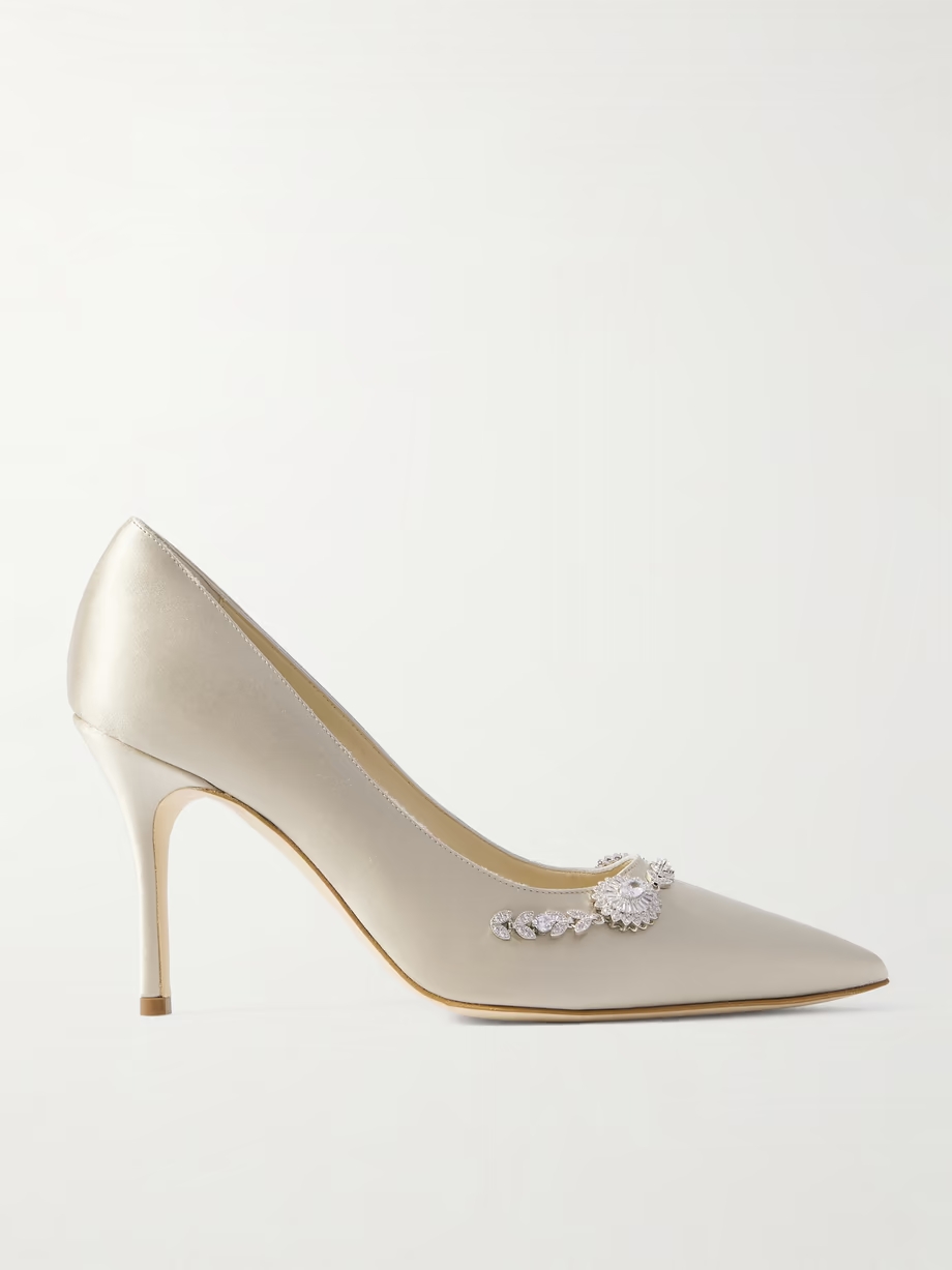 Lamikpump 90 crystal-embellished satin pumps Lamikpump 90 crystal-embellished satin pumps