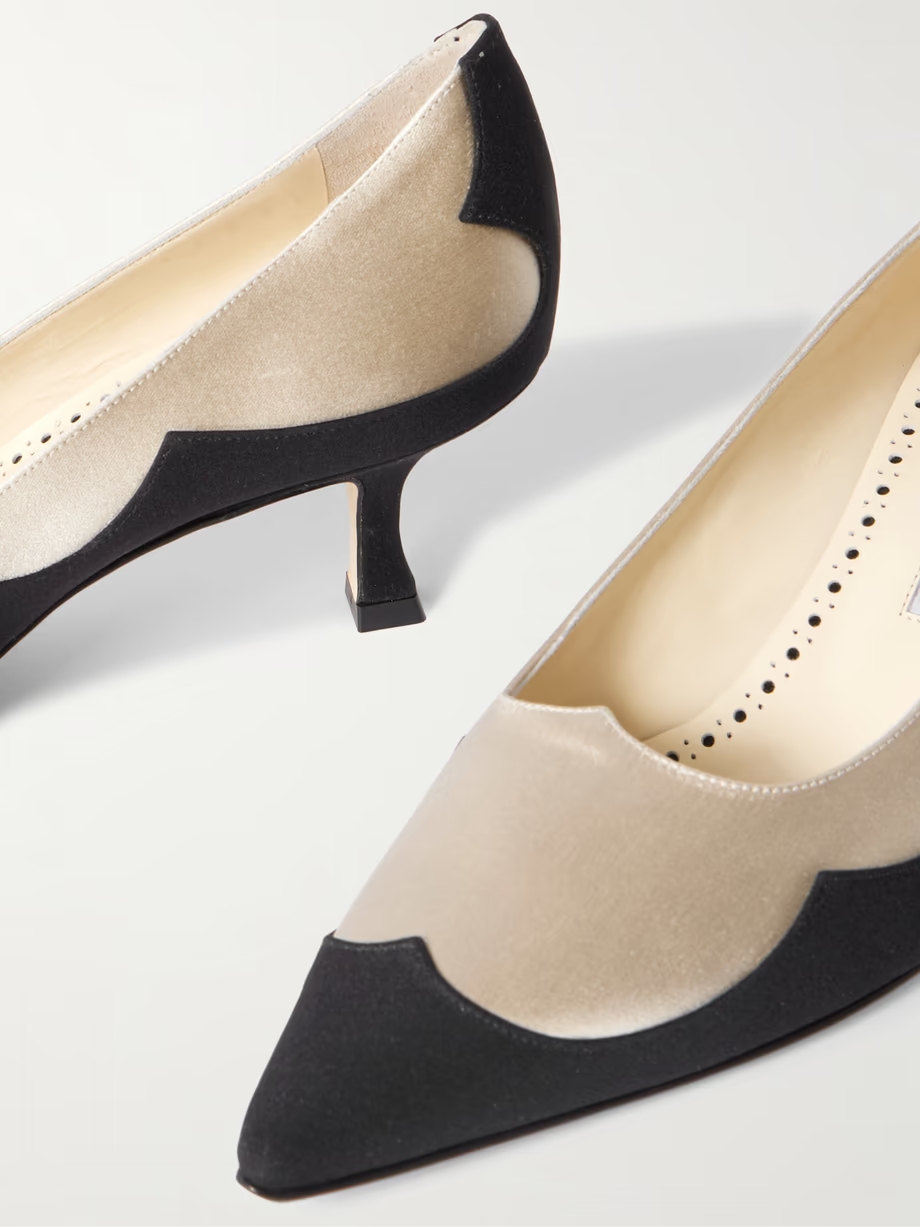Fabraka 50 crepe-trimmed satin point-toe pumps Fabraka 50 crepe-trimmed satin point-toe pumps