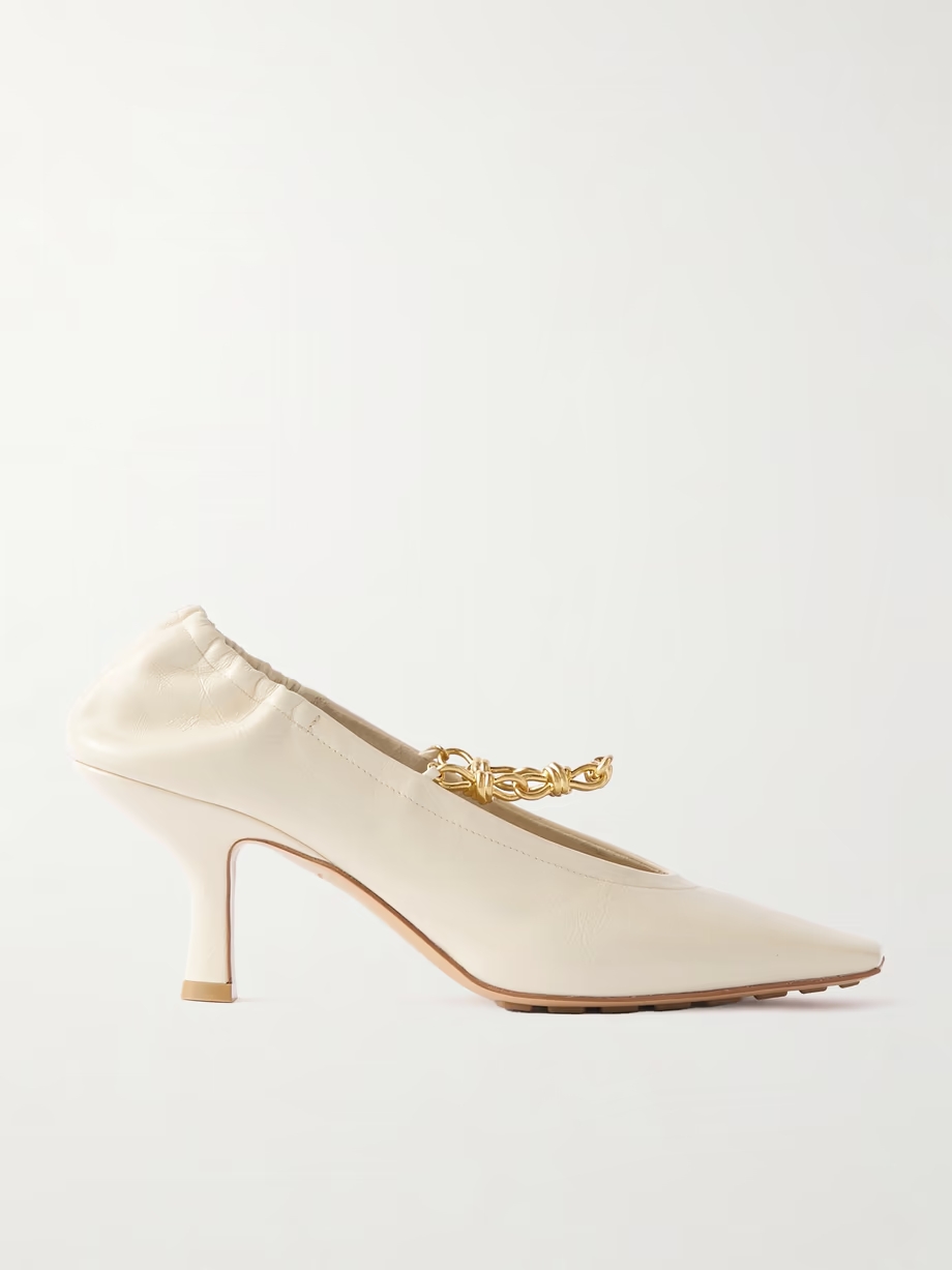 Melbourne embellished glossed crinkled-leather pumps Melbourne embellished glossed crinkled-leather pumps