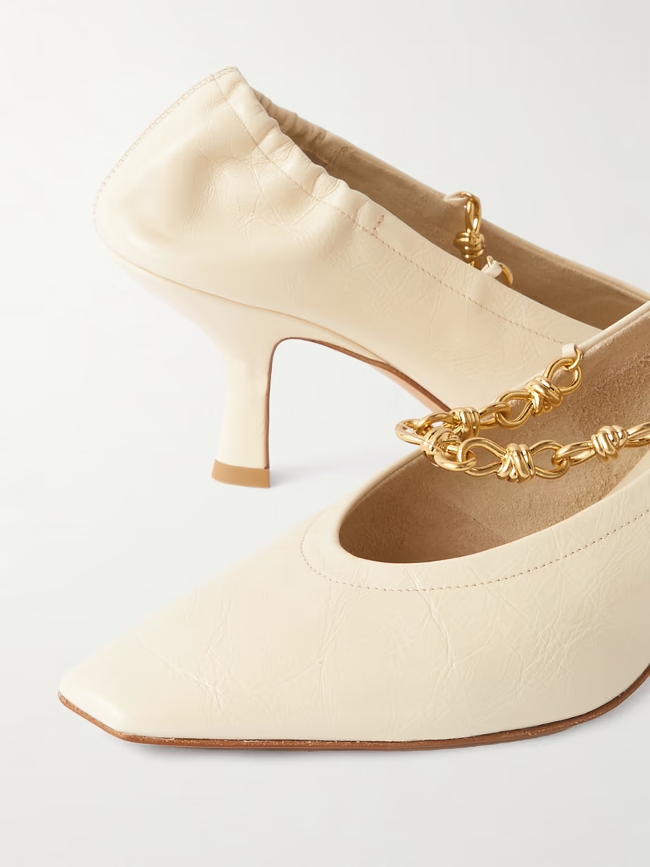 Melbourne embellished glossed crinkled-leather pumps Melbourne embellished glossed crinkled-leather pumps