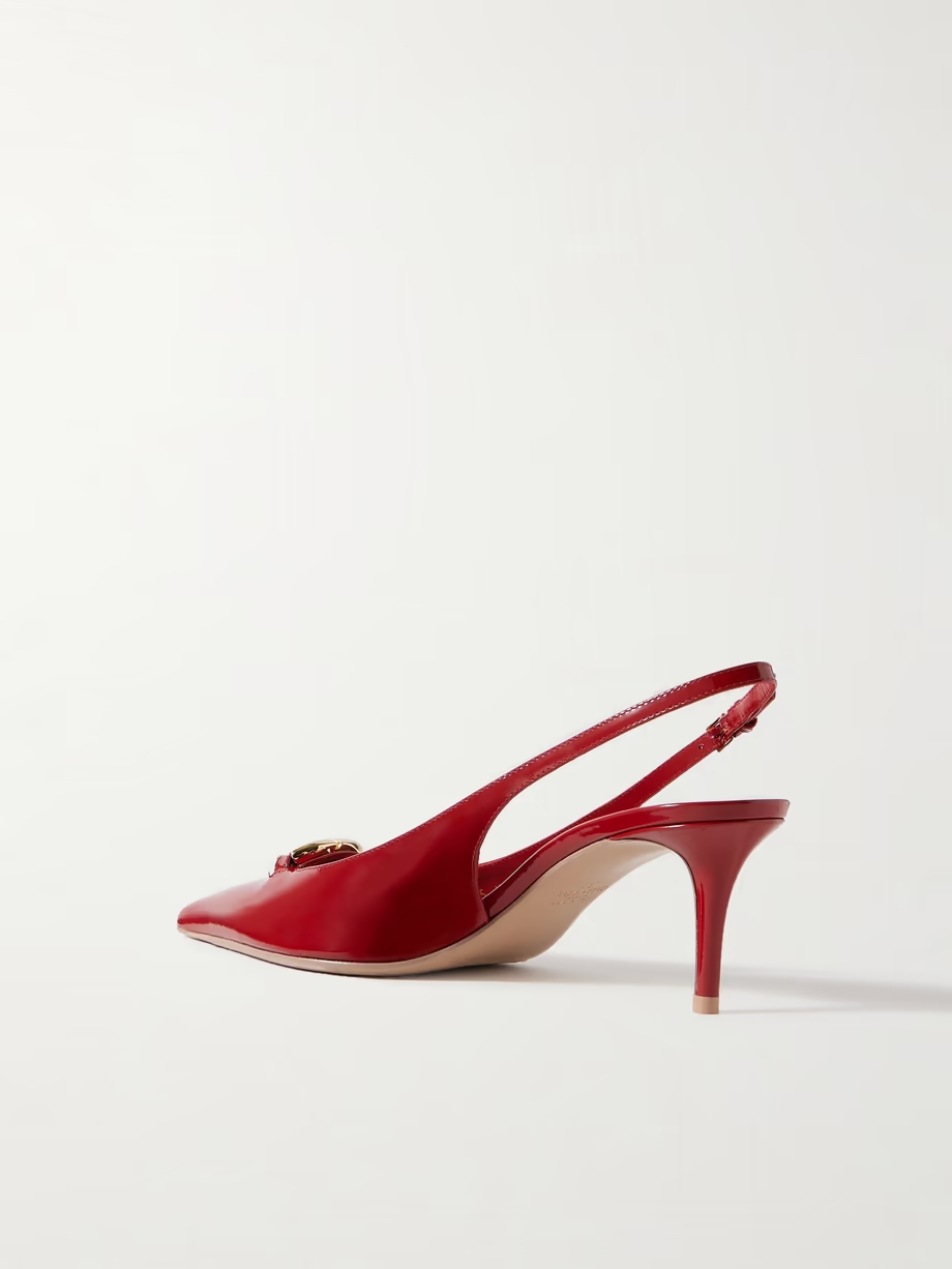 VLOGO Bold 60 embellished patent-leather slingback pumps VLOGO Bold 60 embellished patent-leather slingback pumps