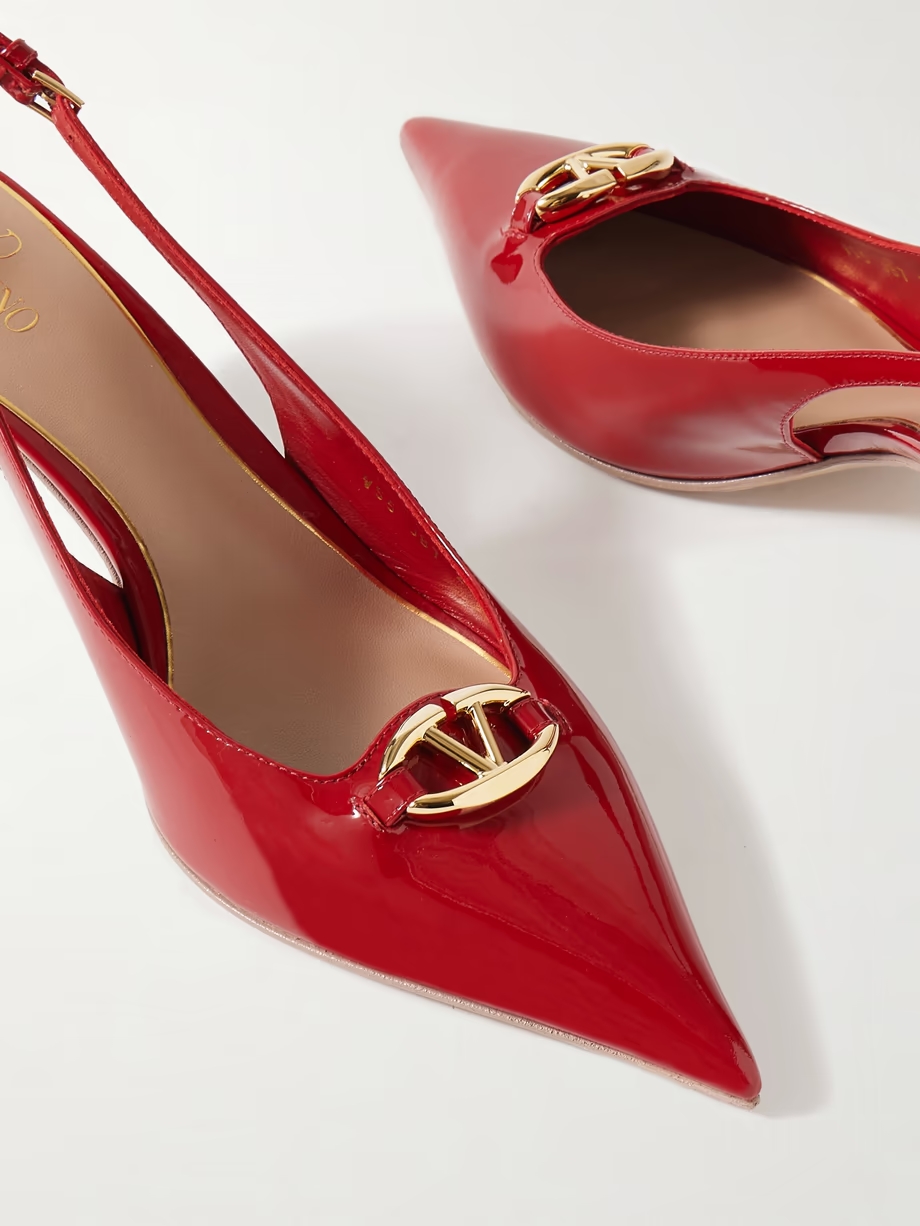 VLOGO Bold 60 embellished patent-leather slingback pumps VLOGO Bold 60 embellished patent-leather slingback pumps