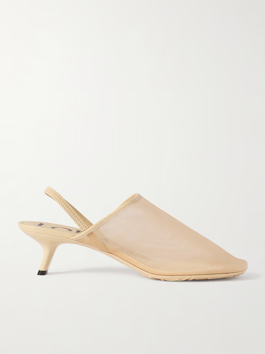 Petal leather-trimmed mesh mules Petal leather-trimmed mesh mules