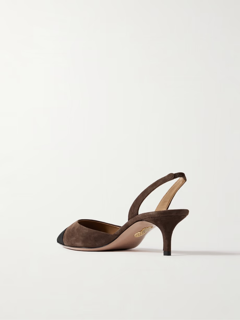 Milanese 50 grosgrain-trimmed suede slingback pumps Milanese 50 grosgrain-trimmed suede slingback pumps