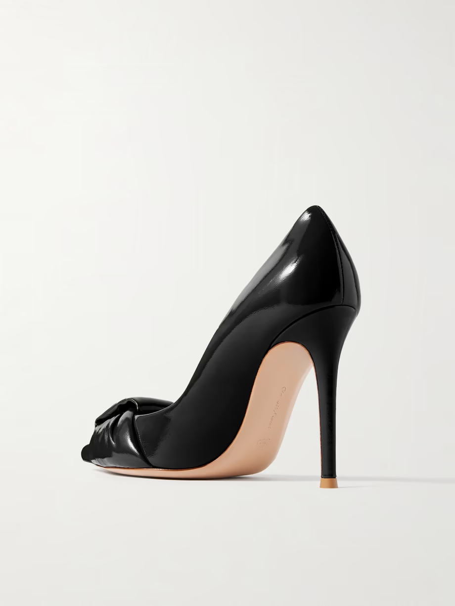 95 gathered glossed-leather pumps 95 gathered glossed-leather pumps
