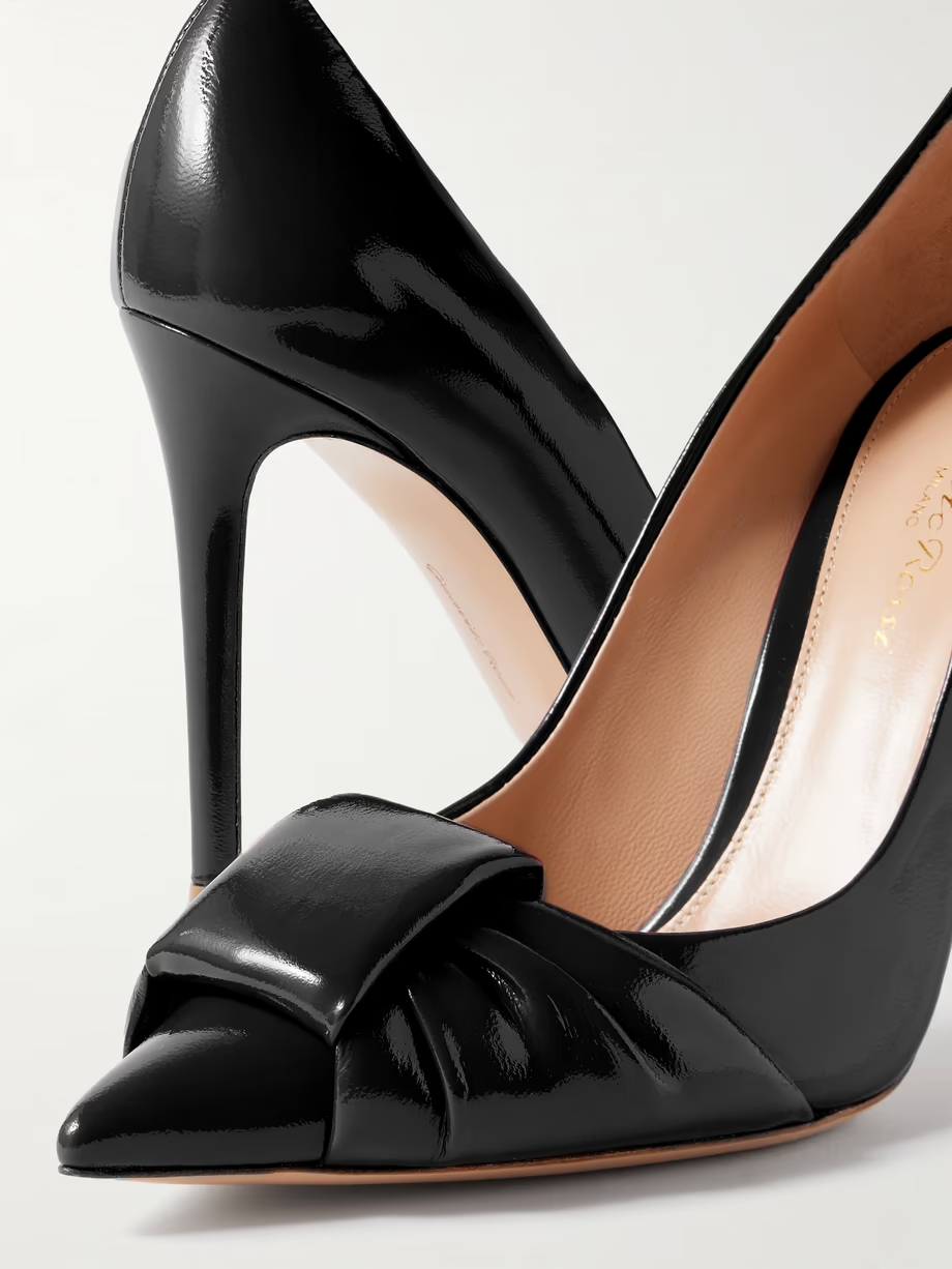 95 gathered glossed-leather pumps 95 gathered glossed-leather pumps