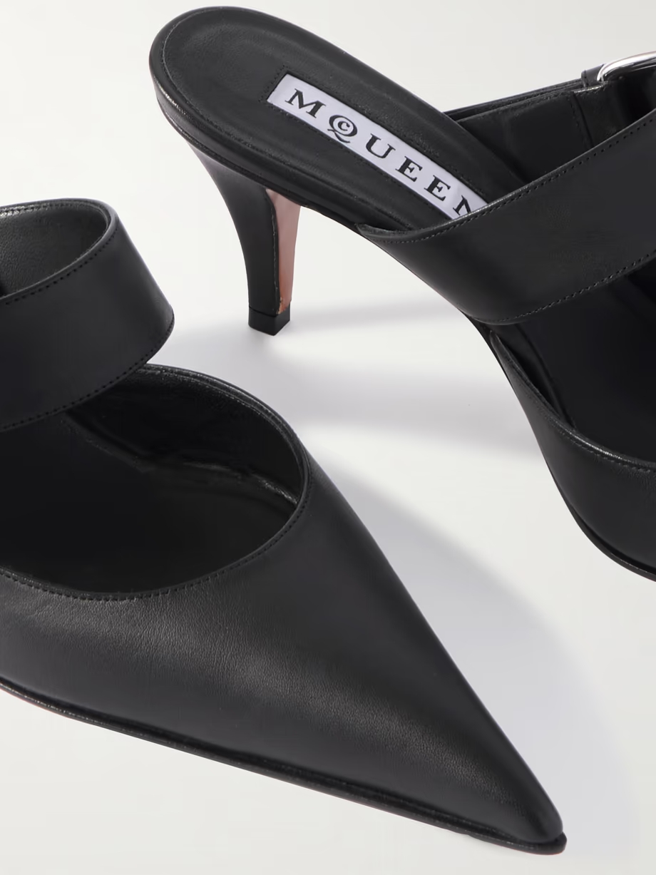 Embellished leather mules