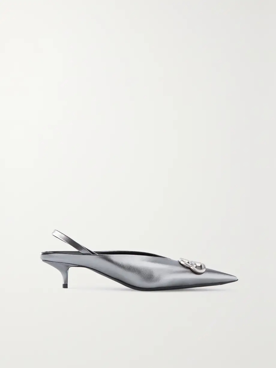 Knife logo-appliquéd leather slingback pumps Knife logo-appliquéd leather slingback pumps