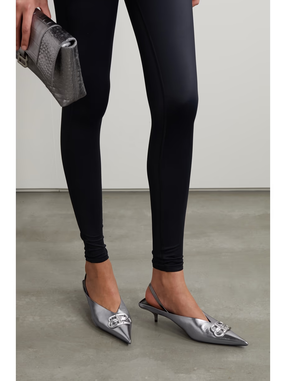 Knife logo-appliquéd leather slingback pumps Knife logo-appliquéd leather slingback pumps