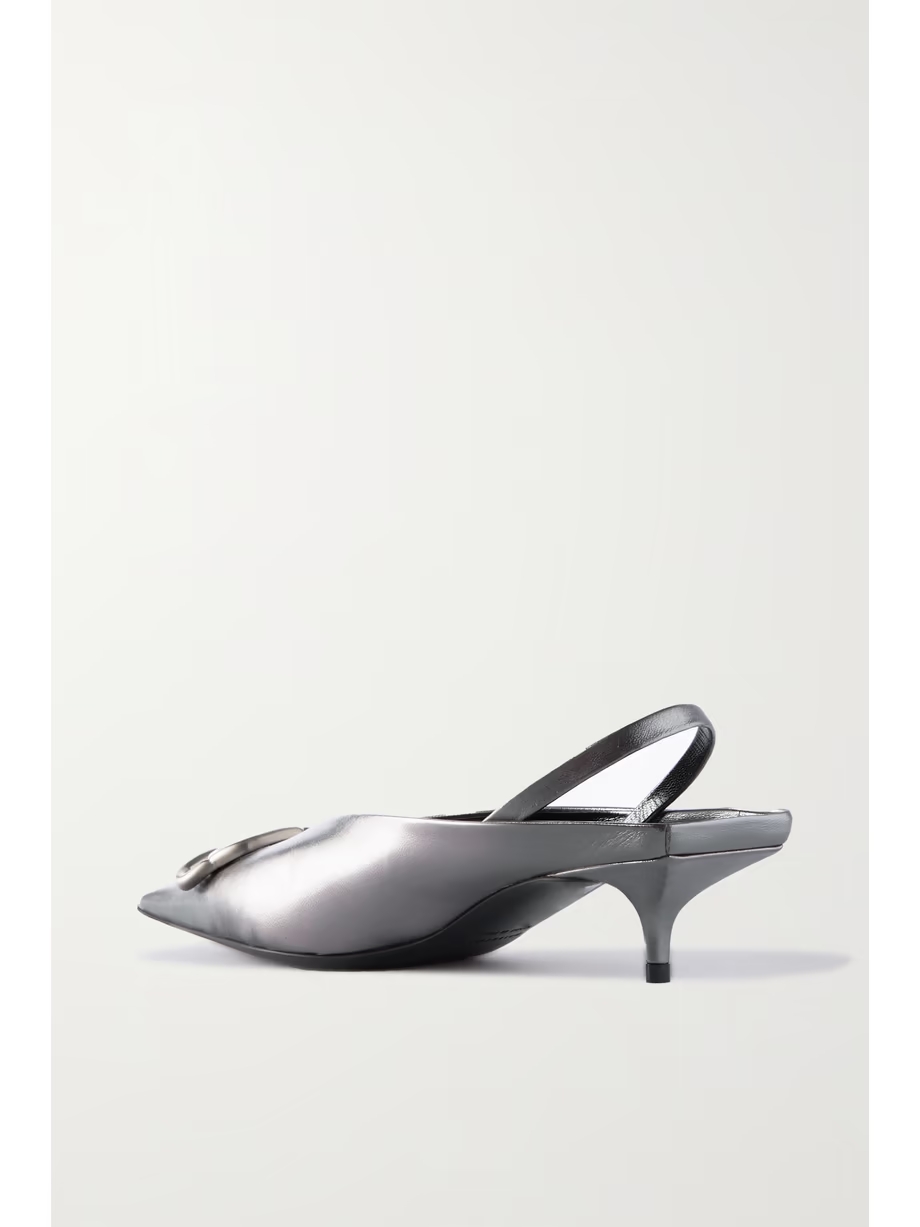 Knife logo-appliquéd leather slingback pumps Knife logo-appliquéd leather slingback pumps