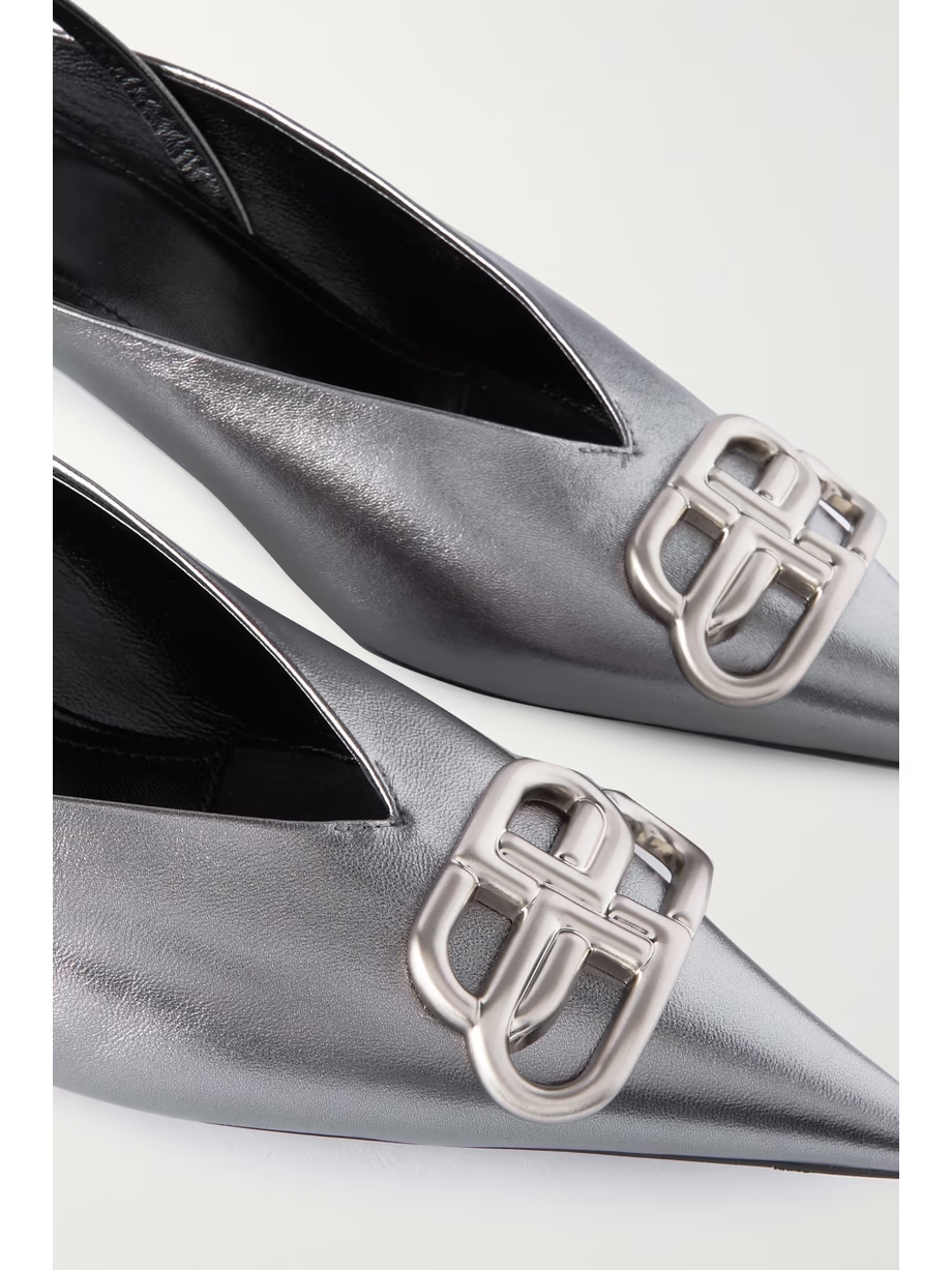 Knife logo-appliquéd leather slingback pumps Knife logo-appliquéd leather slingback pumps