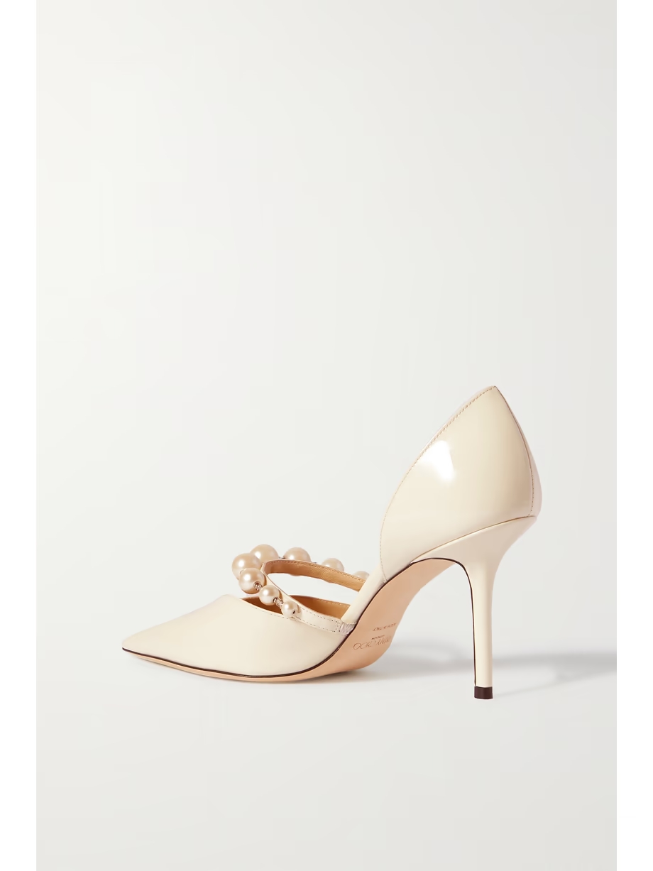 Aurelie 85 faux pearl-embellished patent-leather pumps Aurelie 85 faux pearl-embellished patent-leather pumps