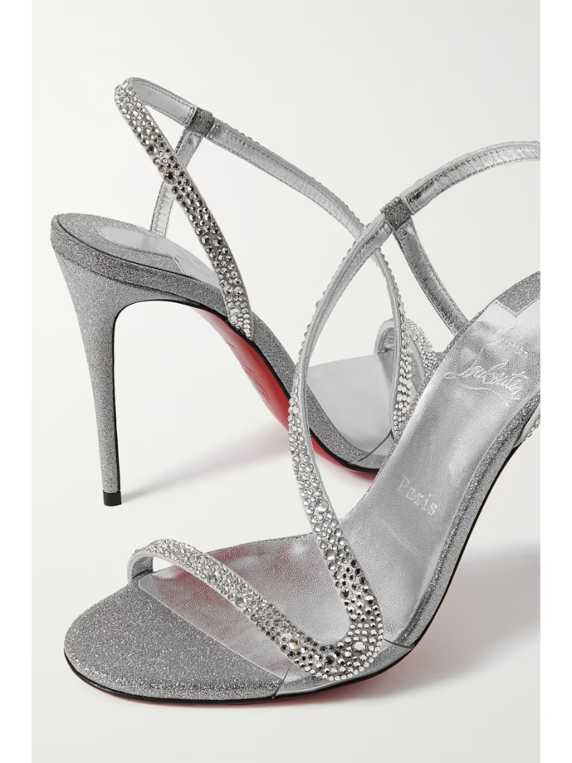 Rosalie Strass 100 embellished glittered leather sandals Rosalie Strass 100 embellished glittered leather sandals