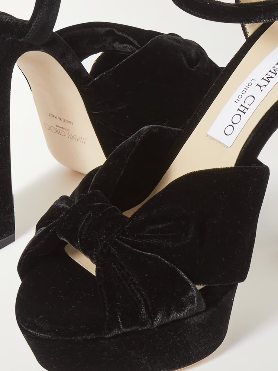 Heloise 120 knotted velvet platform sandals Heloise 120 knotted velvet platform sandals