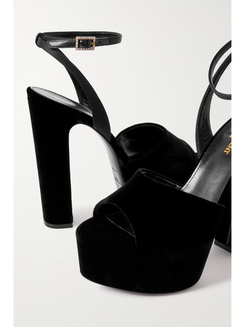 Jodie embellished satin and velvet platform sandals Jodie embellished satin and velvet platform sandals