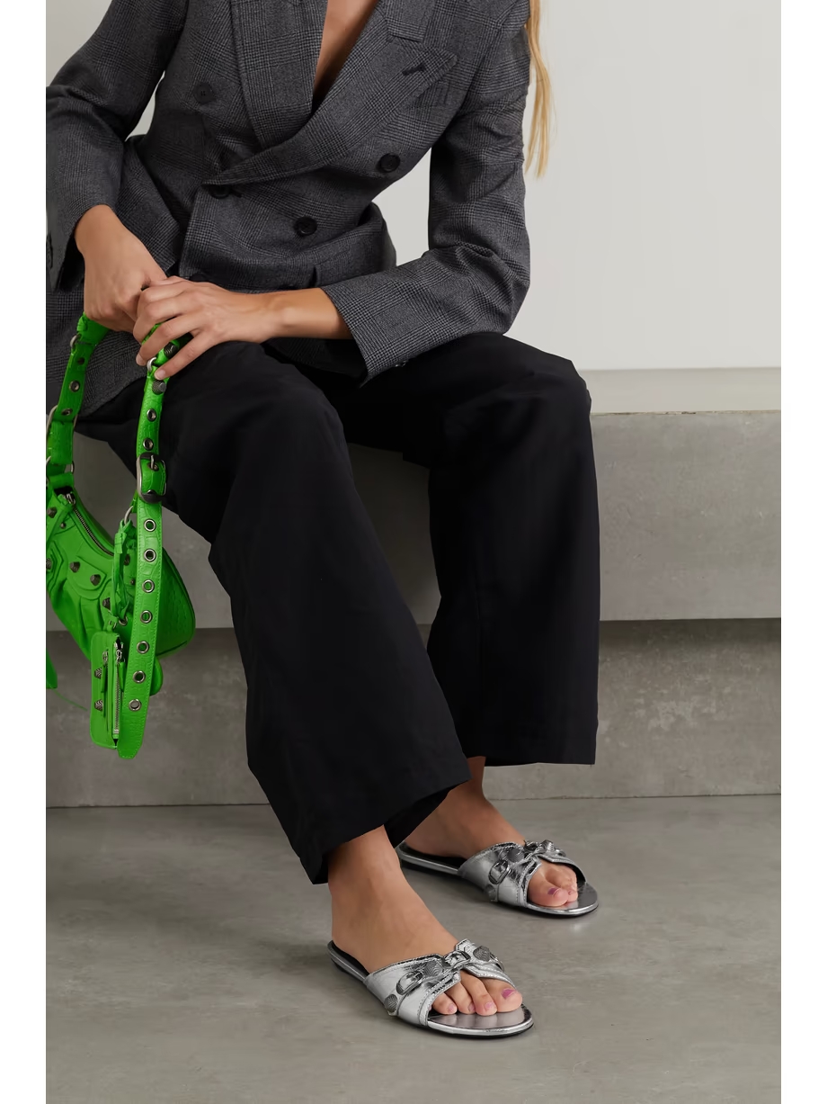 Cagole embellished metallic textured-leather sandals Cagole embellished metallic textured-leather sandals