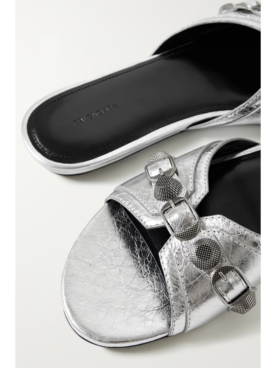 Cagole embellished metallic textured-leather sandals Cagole embellished metallic textured-leather sandals