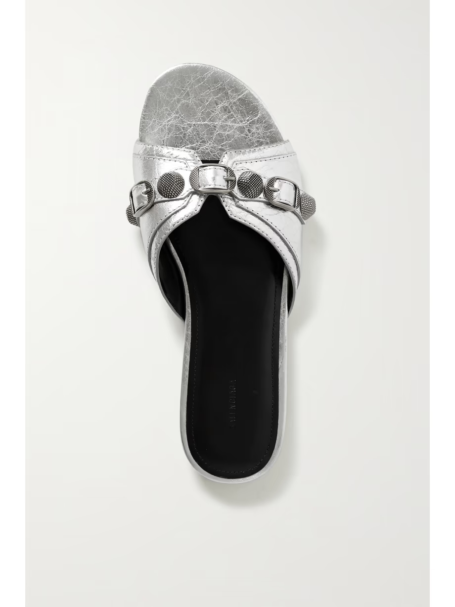 Cagole embellished metallic textured-leather sandals Cagole embellished metallic textured-leather sandals