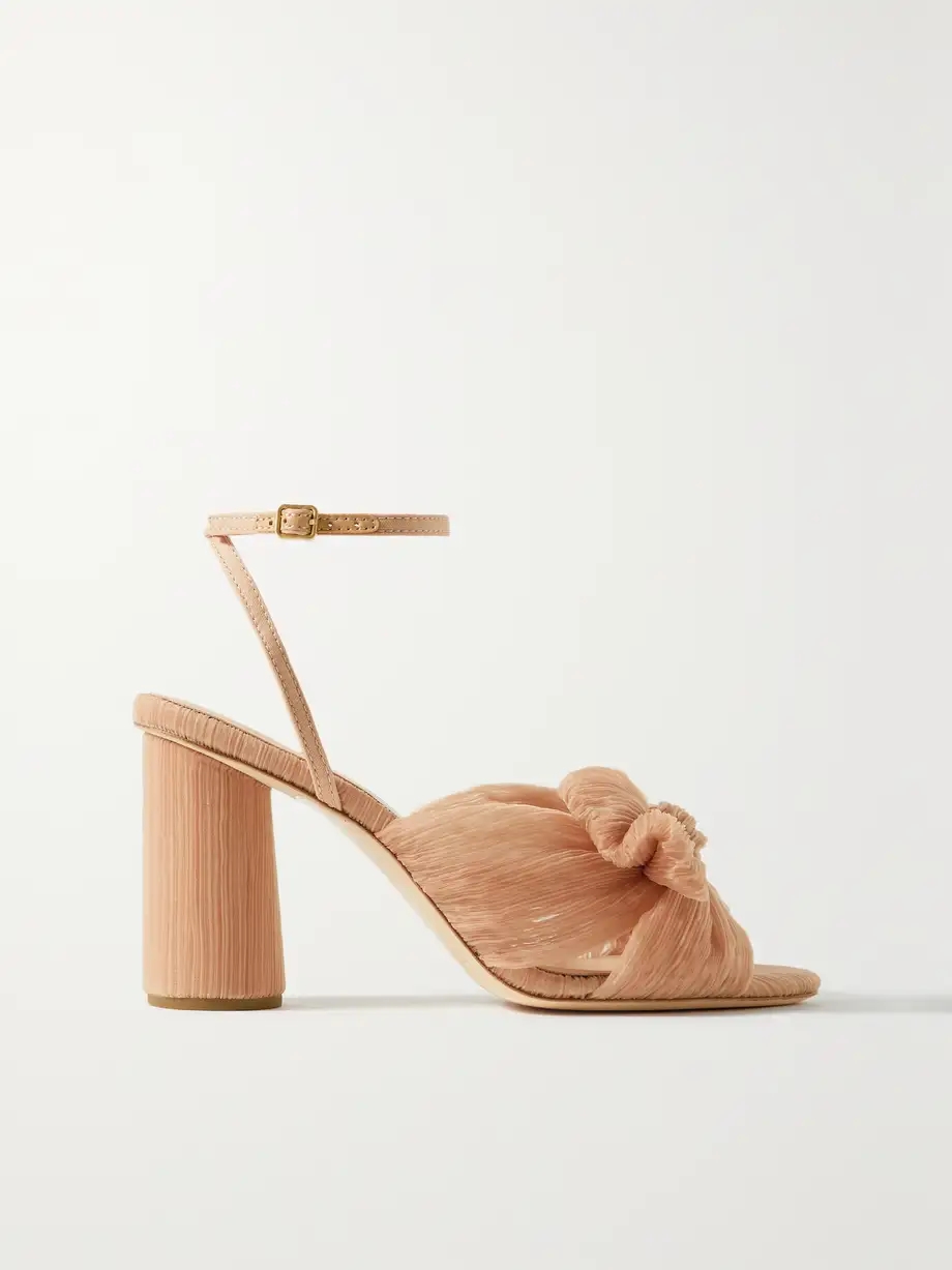 Camellia bow-embellished plissé-organza sandals Camellia bow-embellished plissé-organza sandals