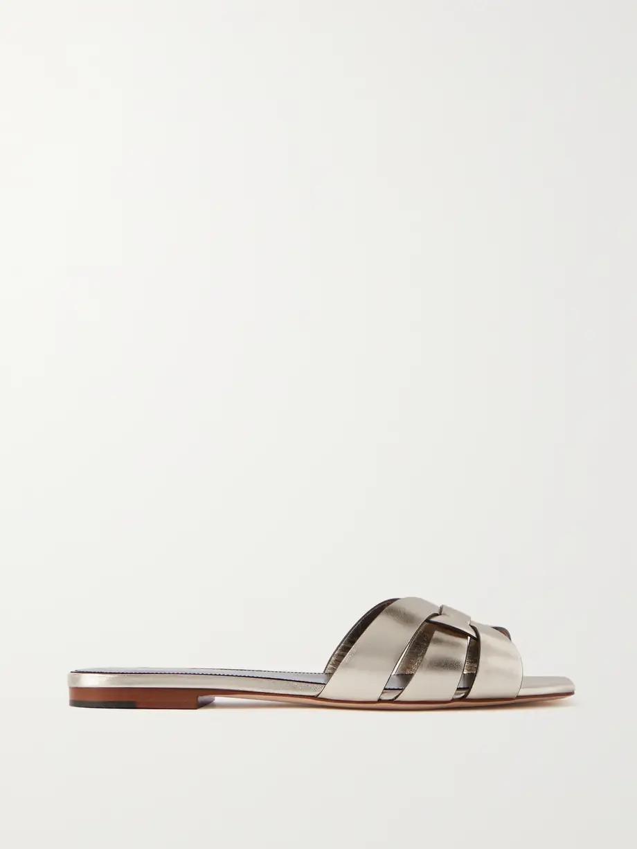 Tribute woven metallic leather slides Tribute woven metallic leather slides