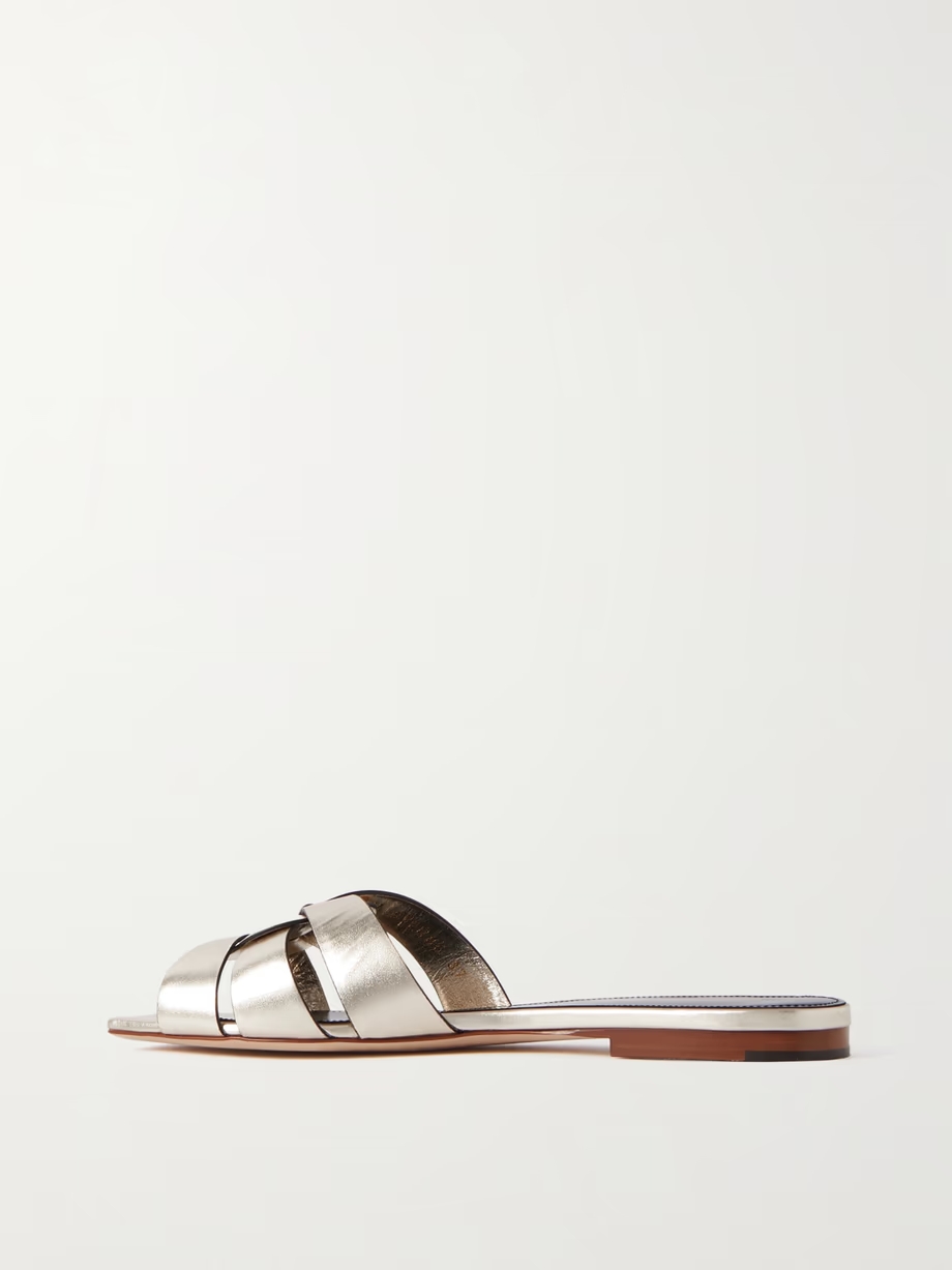 Tribute woven metallic leather slides Tribute woven metallic leather slides