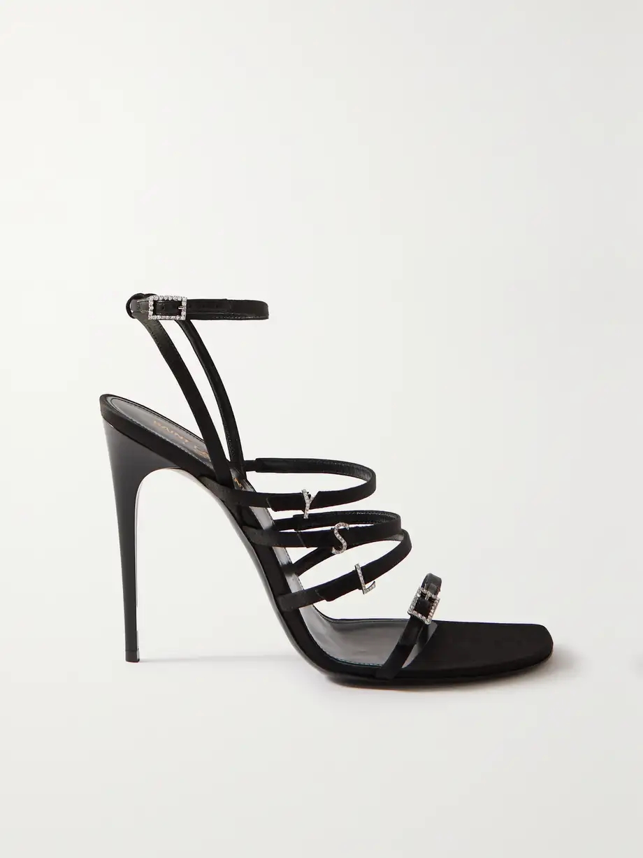Jerry logo-embellished leather-trimmed satin sandals Jerry logo-embellished leather-trimmed satin sandals