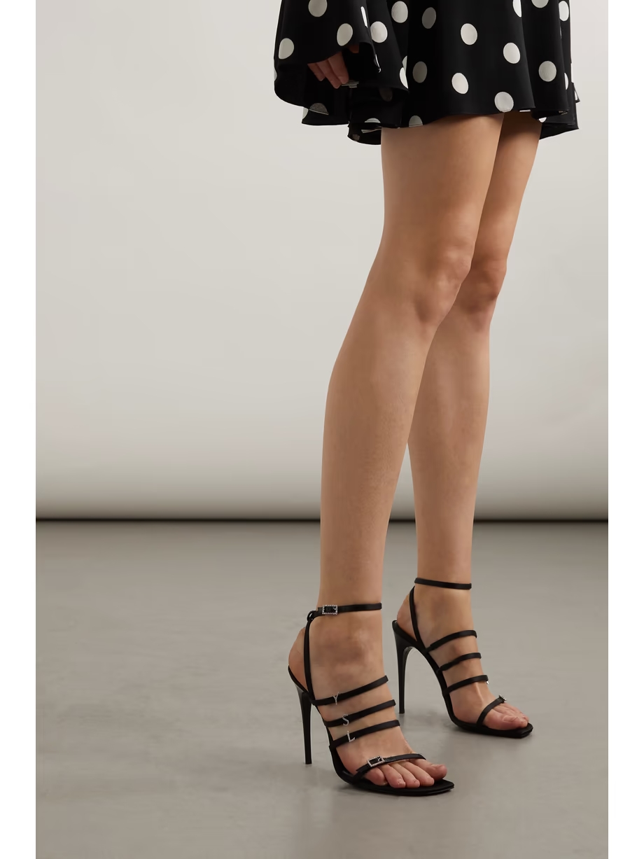 Jerry logo-embellished leather-trimmed satin sandals Jerry logo-embellished leather-trimmed satin sandals