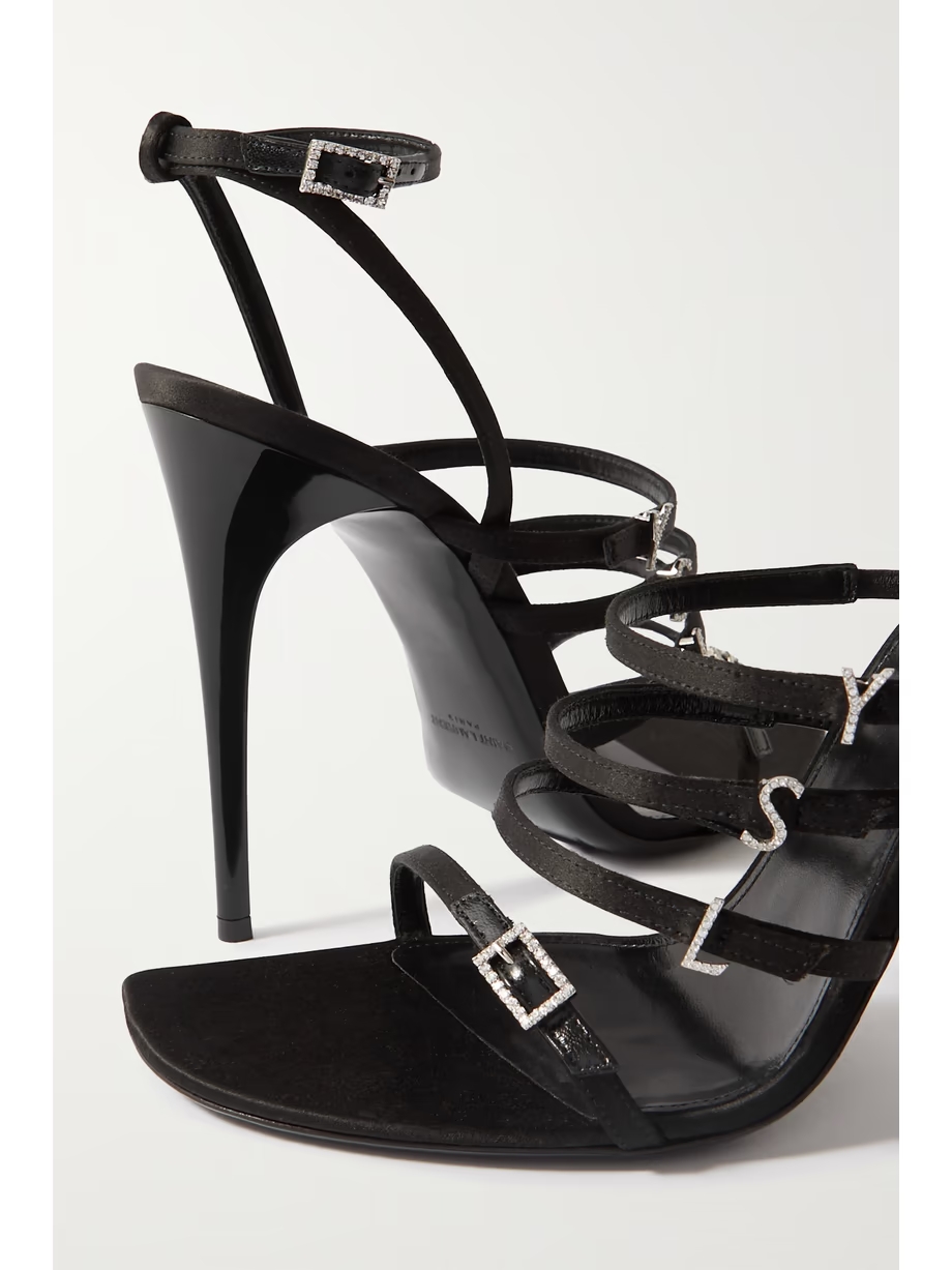 Jerry logo-embellished leather-trimmed satin sandals Jerry logo-embellished leather-trimmed satin sandals