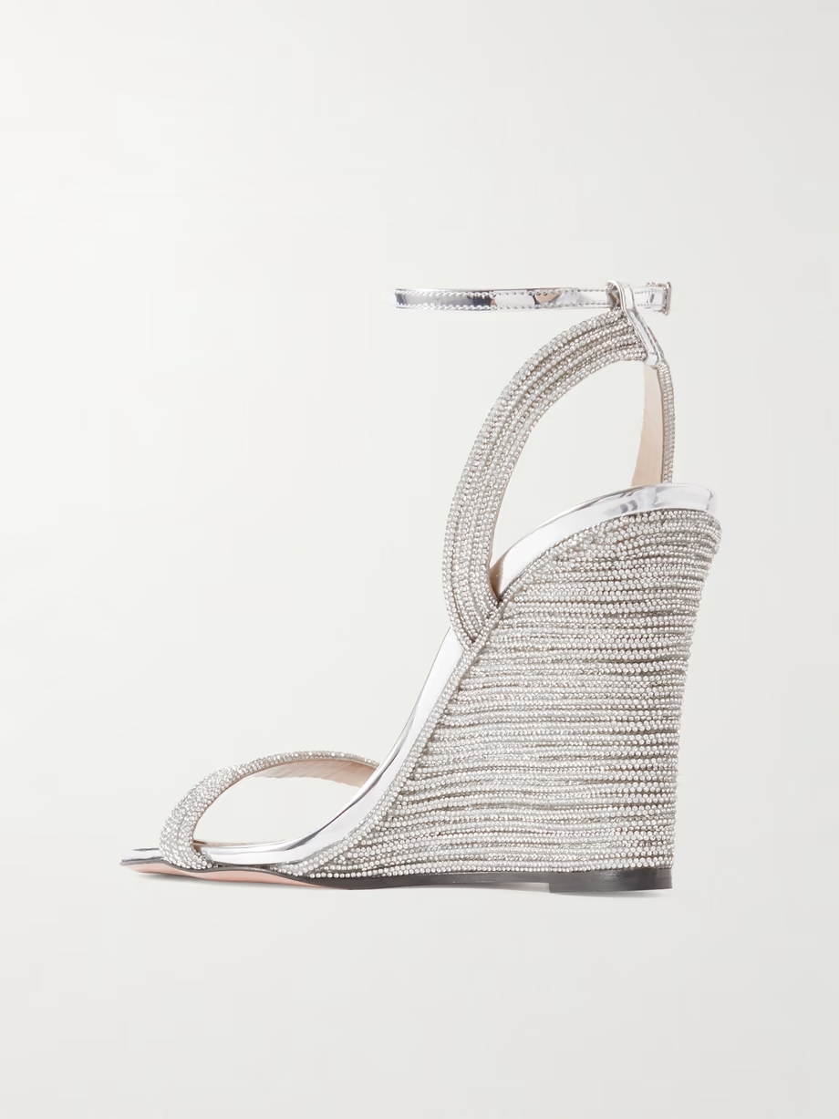 Wow 95 crystal-embellished metallic leather wedge sandals Wow 95 crystal-embellished metallic leather wedge sandals