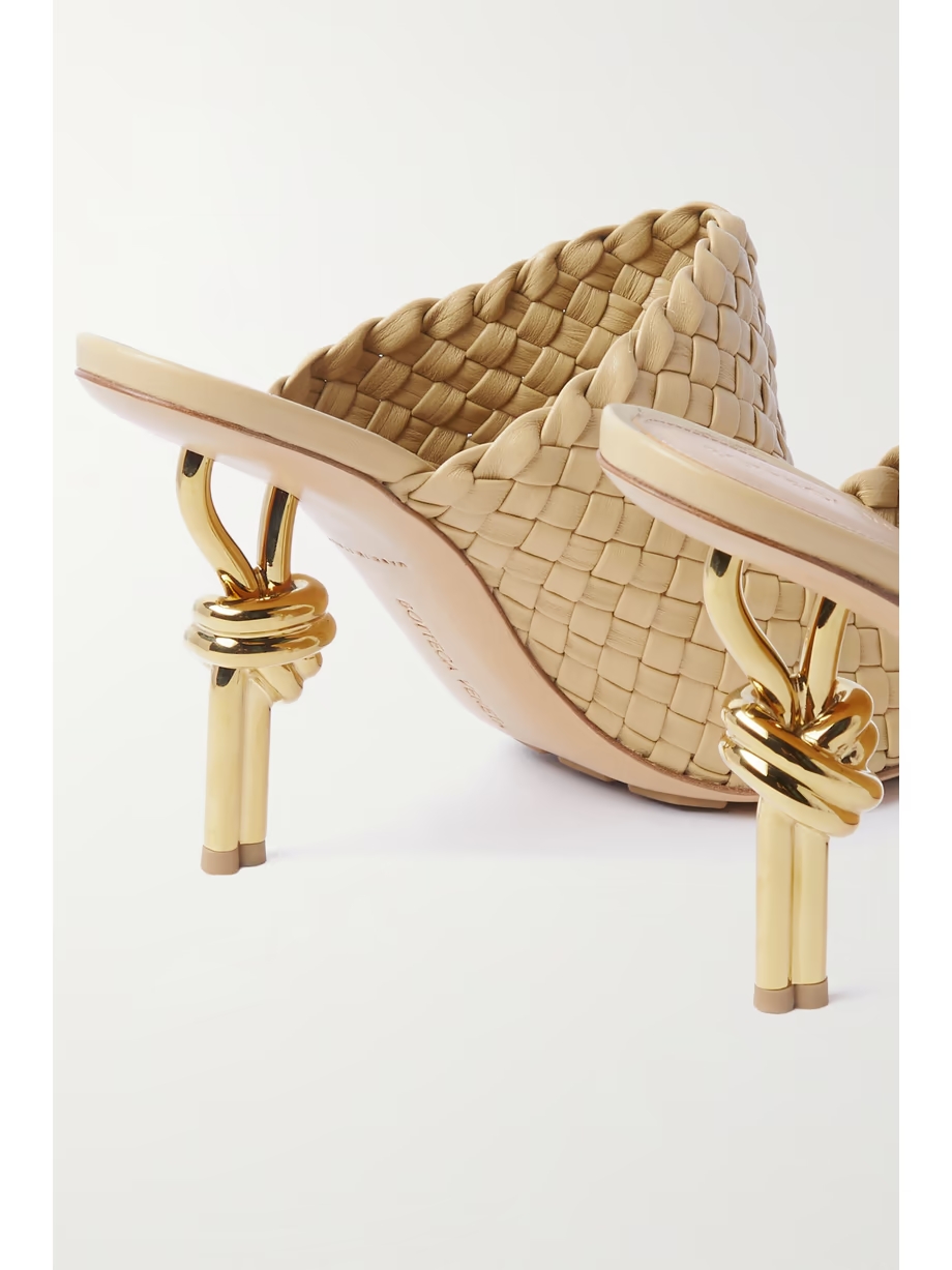 Knot embellished intrecciato leather mules Knot embellished intrecciato leather mules