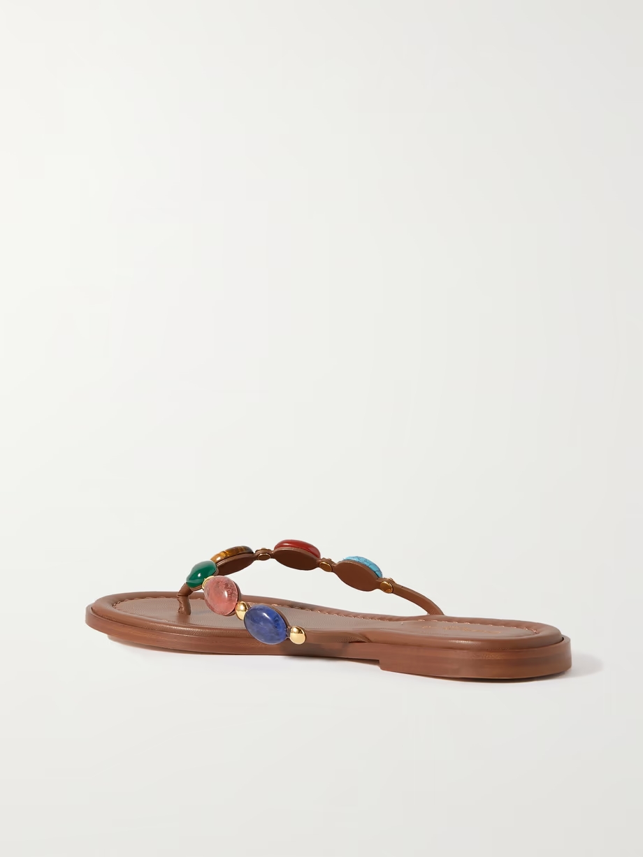 Embellished leather flip flops Embellished leather flip flops