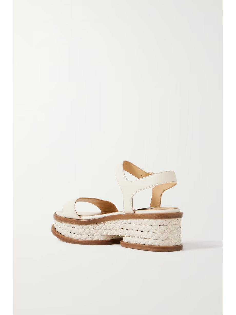 Michael raffia-trimmed leather sandals Michael raffia-trimmed leather sandals
