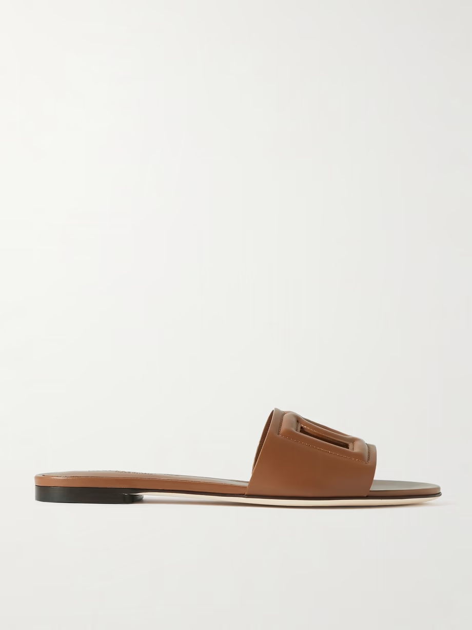 Bianca cutout leather slides Bianca cutout leather slides