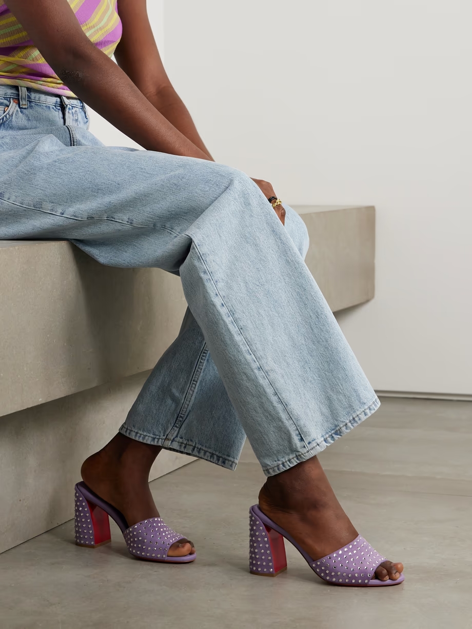 Jane 85 crystal-embellished suede mules Jane 85 crystal-embellished suede mules