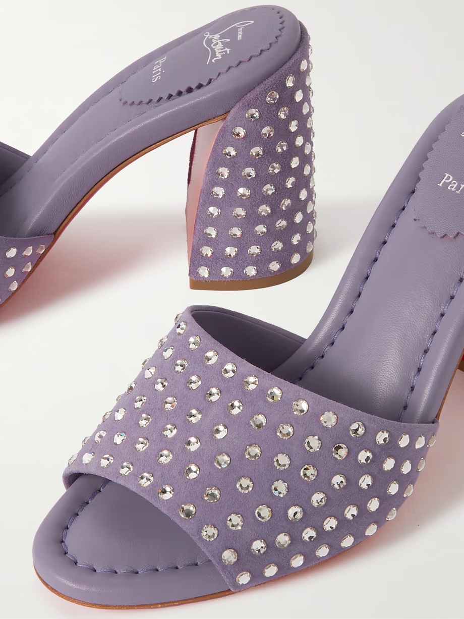 Jane 85 crystal-embellished suede mules Jane 85 crystal-embellished suede mules