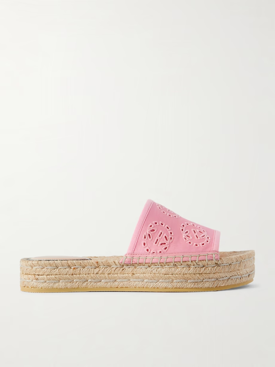 Damita broderie anglaise canvas espadrille platform slides Damita broderie anglaise canvas espadrille platform slides