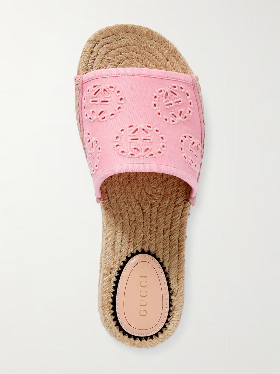 Damita broderie anglaise canvas espadrille platform slides Damita broderie anglaise canvas espadrille platform slides