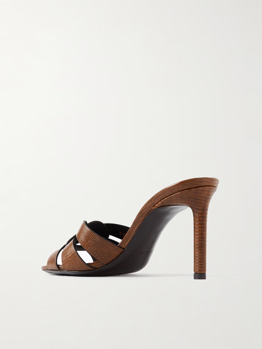 Tribute woven lizard-effect leather mules Tribute woven lizard-effect leather mules