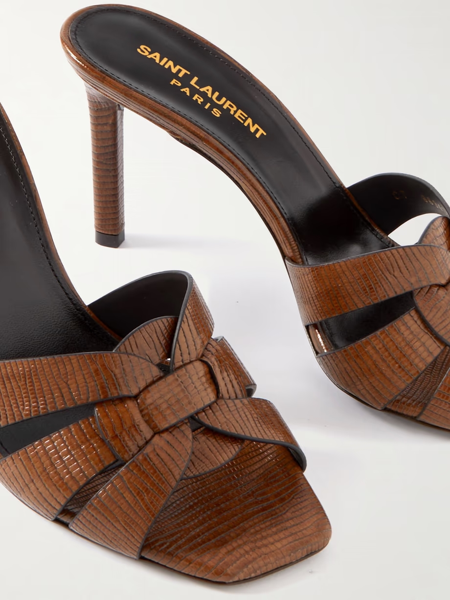 Tribute woven lizard-effect leather mules Tribute woven lizard-effect leather mules